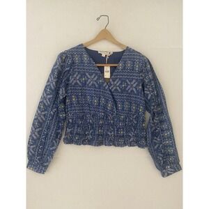 Anthropologie Forever That Girl Embroidered Smocked‎ Blouse Size Small NWT